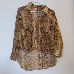 Krazy Kitty Animal Print Flowy High Low Blouse Top